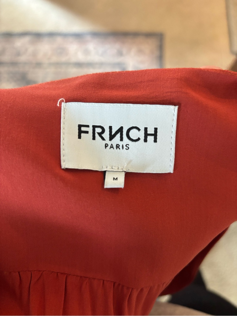 FRNCH Burnt Orange Satin V-Neck Midi Dress - Picture 5 of 5